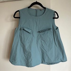 COS blue poplin A line top 100% cotton - sleeveless with pockets